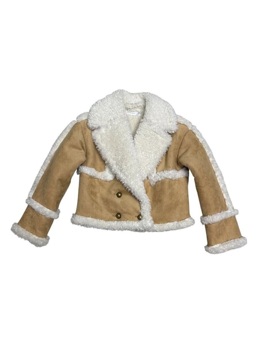 ALTAR'D STATE Faux Sherpa Fleece Faux Leather Shearling Cropped Jacket Womens XS